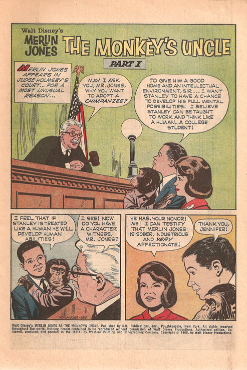 1965 Monkey's Uncle Comic page 1